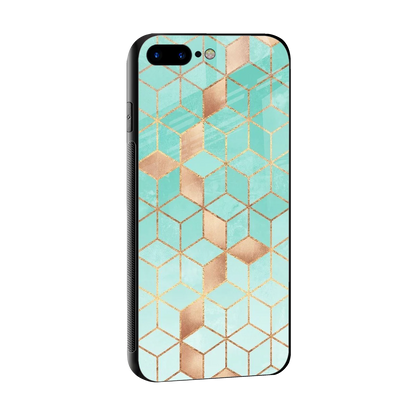 Aqua Mosaic sleek iphone 8 plus cover with tempered glass back and TPU edges