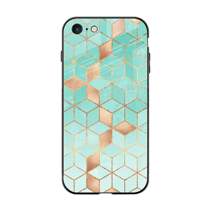 Aqua Mosaic back phone cover | glass case for iphone 7