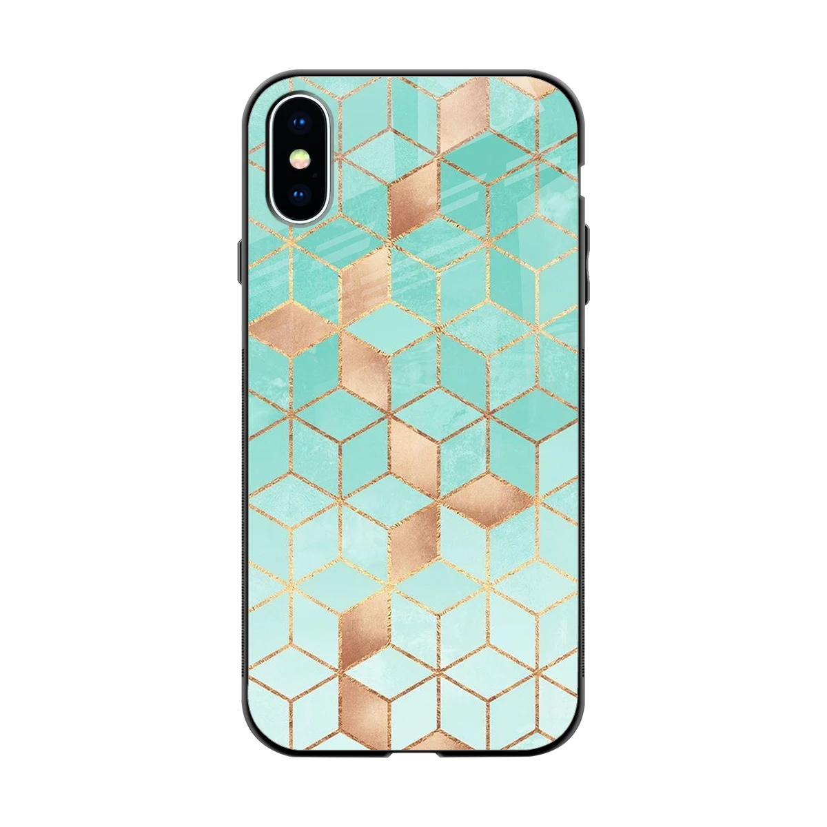 Aqua Mosaic back phone cover | glass case for iphone x