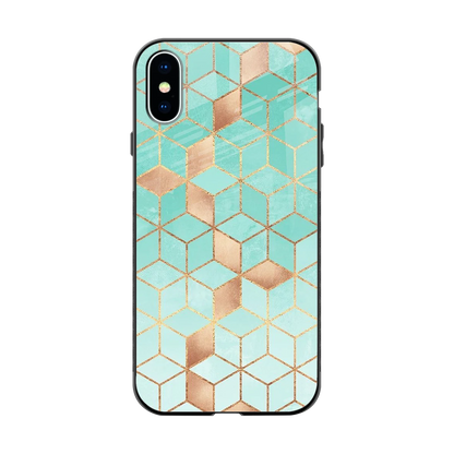 Aqua Mosaic back phone cover | glass case for iphone x
