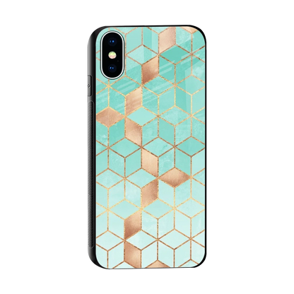 Aqua Mosaic sleek iphone x cover with tempered glass back and TPU edges