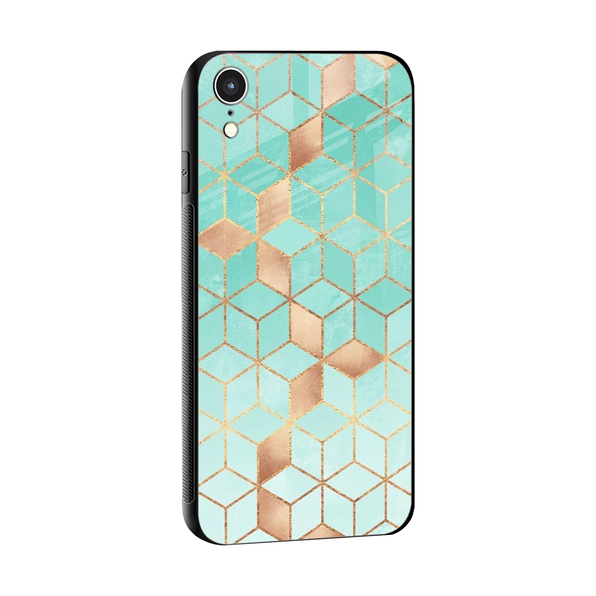 Aqua Mosaic sleek iphone xr cover with tempered glass back and TPU edges