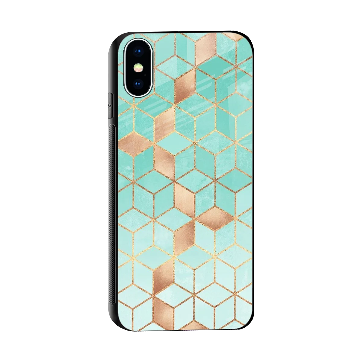 Aqua Mosaic sleek iphone xs cover with tempered glass back and TPU edges