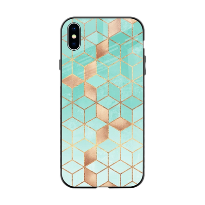 Aqua Mosaic back phone cover | glass case for iphone xs max