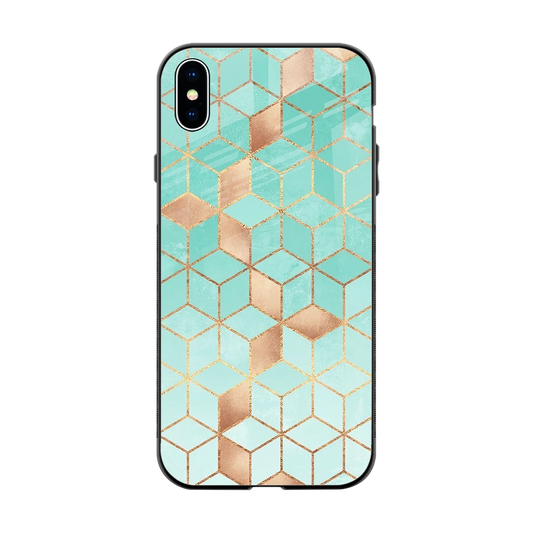 Aqua Mosaic back phone cover | glass case for iphone xs max