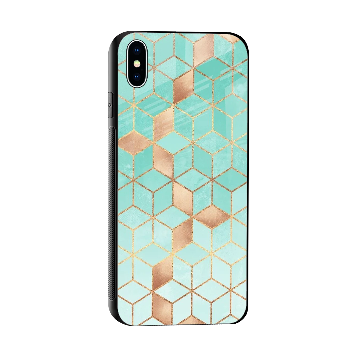 Aqua Mosaic sleek iphone xs max cover with tempered glass back and TPU edges
