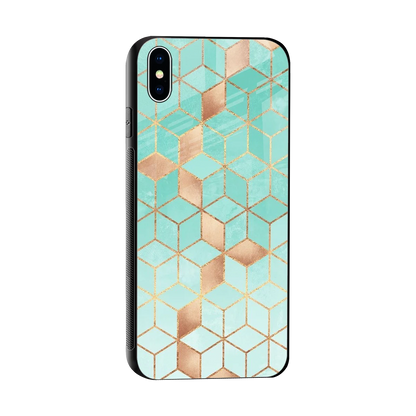 Aqua Mosaic sleek iphone xs max cover with tempered glass back and TPU edges