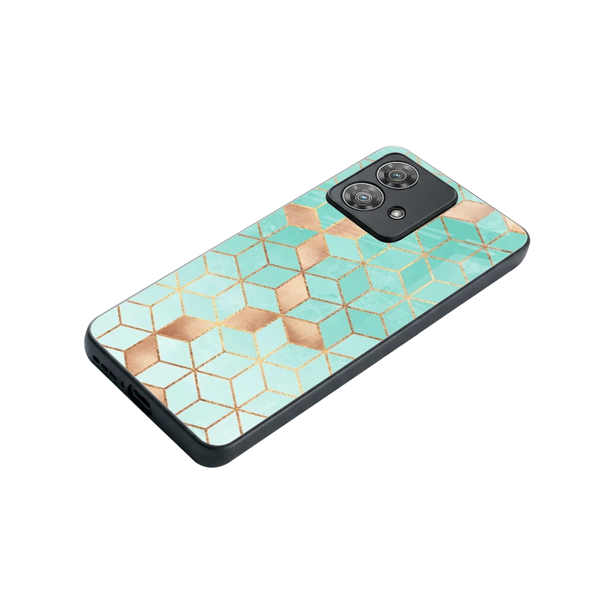 Aqua Mosaic stylish phone case for motorola edge 40 neo 5g | glossy glass and slim fit
