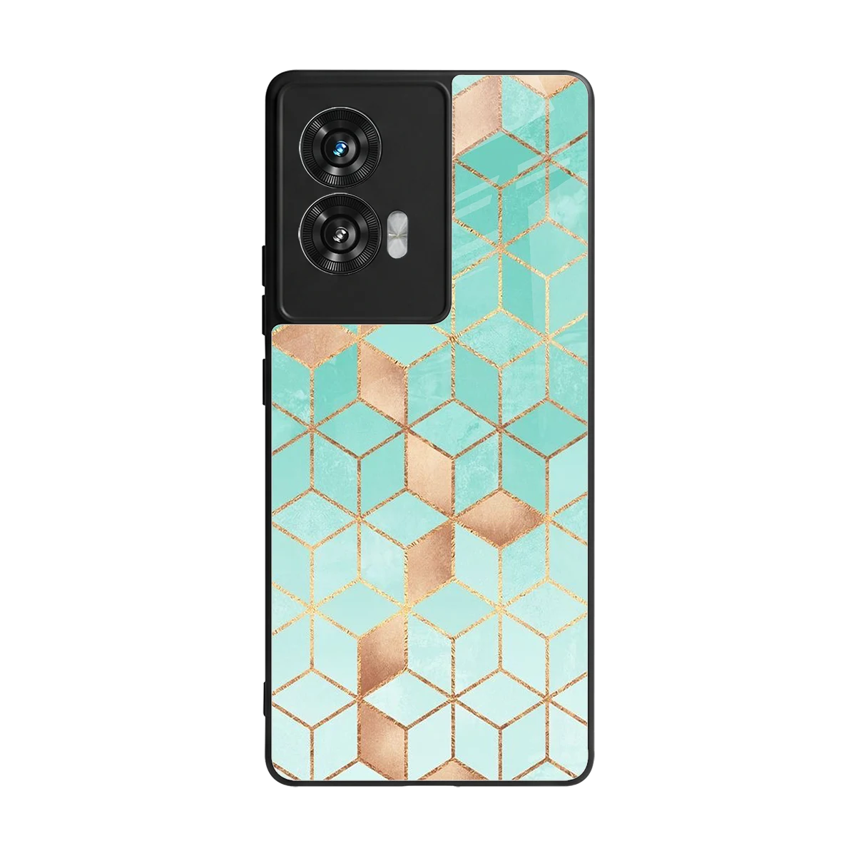 Aqua Mosaic back phone cover | glass case for motorola edge 50 fusion