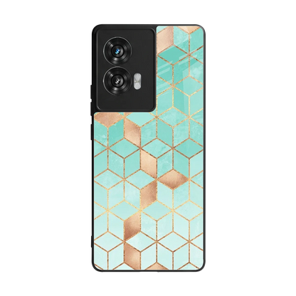 Aqua Mosaic back phone cover | glass case for motorola edge 50 fusion