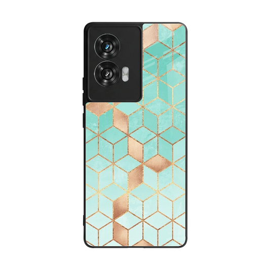 Aqua Mosaic back phone cover | glass case for motorola edge 50 fusion