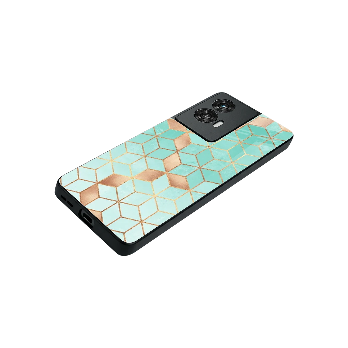 Aqua Mosaic stylish phone case for motorola edge 50 fusion | glossy glass and slim fit