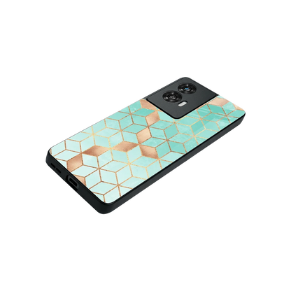 Aqua Mosaic stylish phone case for motorola edge 50 fusion | glossy glass and slim fit