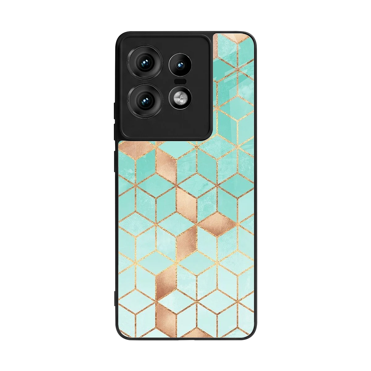 Aqua Mosaic back phone cover | glass case for motorola edge 50 pro