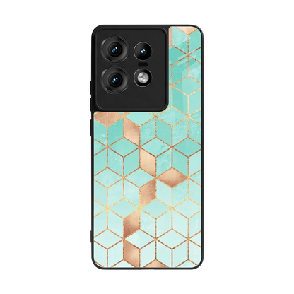 Aqua Mosaic back phone cover | glass case for motorola edge 50 pro