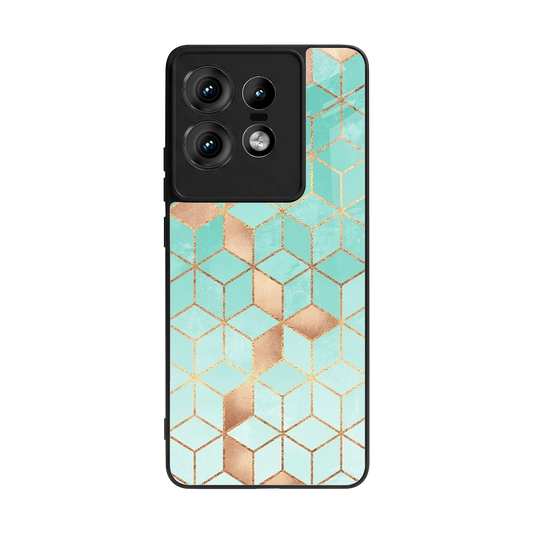 Aqua Mosaic back phone cover | glass case for motorola edge 50 pro