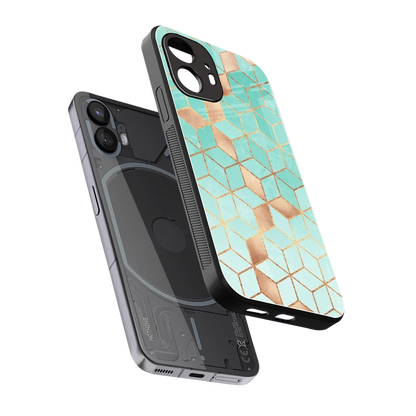 Aqua Mosaic sleek nothing phone 2 cover with tempered glass back and TPU edges