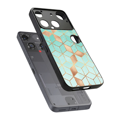 Aqua Mosaic sleek nothing phone 3 cover with tempered glass back and TPU edges