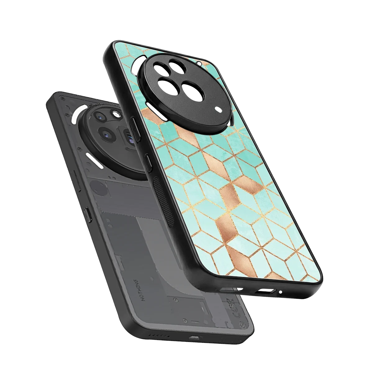 Aqua Mosaic sleek nothing phone 3a pro cover with tempered glass back and TPU edges