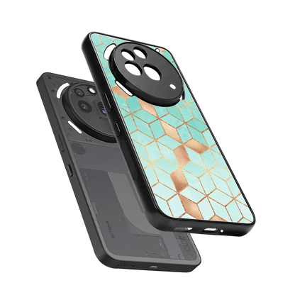 Aqua Mosaic sleek nothing phone 3a pro cover with tempered glass back and TPU edges