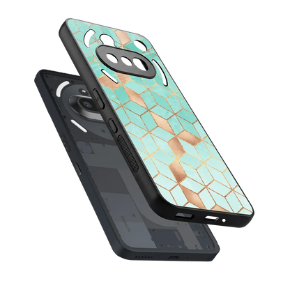 Aqua Mosaic sleek nothing phone 3a cover with tempered glass back and TPU edges