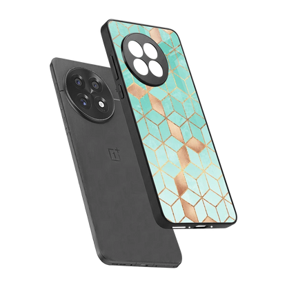 Aqua Mosaic sleek oneplus 13r cover with tempered glass back and TPU edges