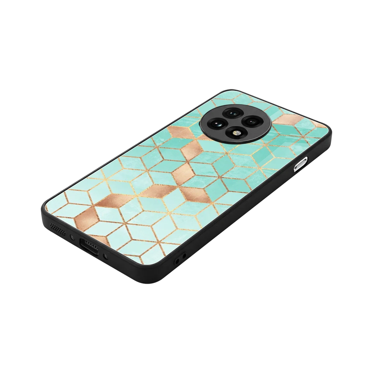 Aqua Mosaic stylish phone case for oneplus 13r | glossy glass and slim fit