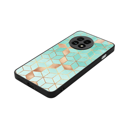 Aqua Mosaic stylish phone case for oneplus 13r | glossy glass and slim fit