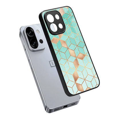 Aqua Mosaic sleek oneplus 13s cover with tempered glass back and TPU edges