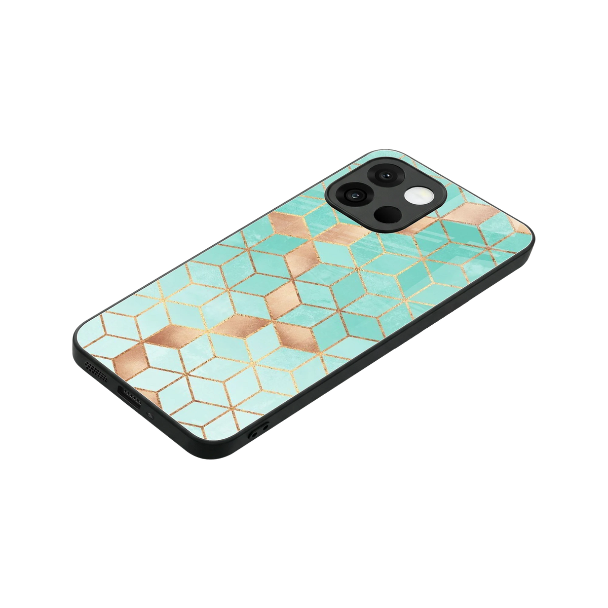 Aqua Mosaic stylish phone case for oneplus 13s | glossy glass and slim fit
