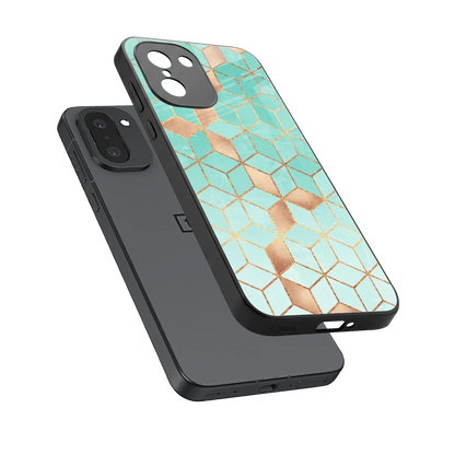 Aqua Mosaic sleek oneplus 15r cover with tempered glass back and TPU edges