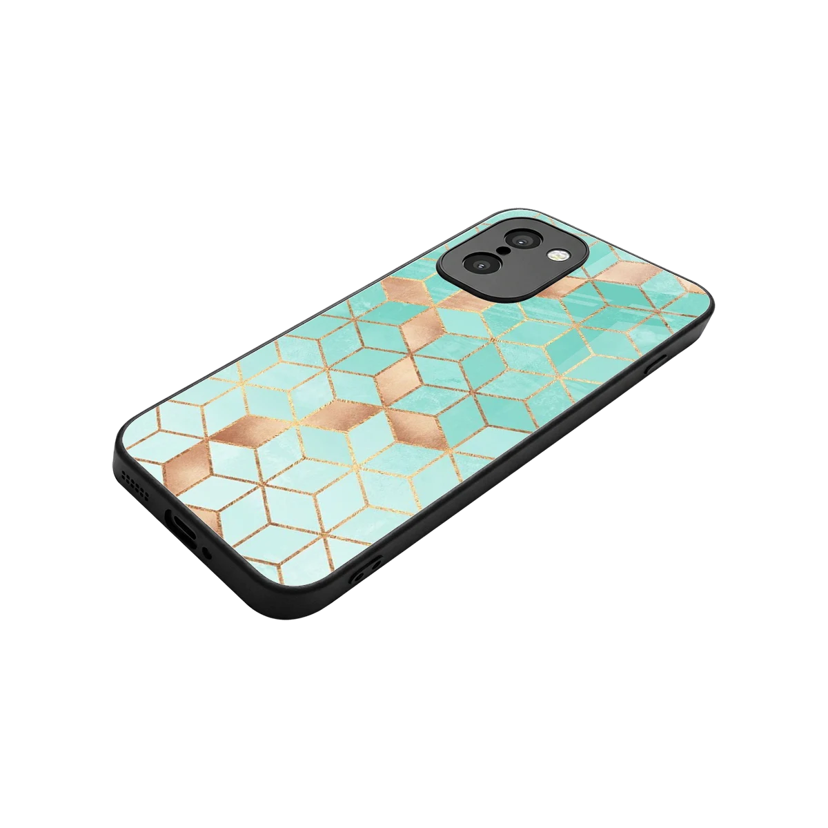 Aqua Mosaic stylish phone case for oneplus 15r | glossy glass and slim fit