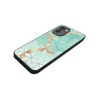 Aqua Mosaic stylish phone case for oneplus 15r | glossy glass and slim fit