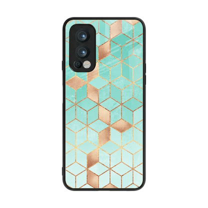 Aqua Mosaic back phone cover | glass case for oneplus nord 2