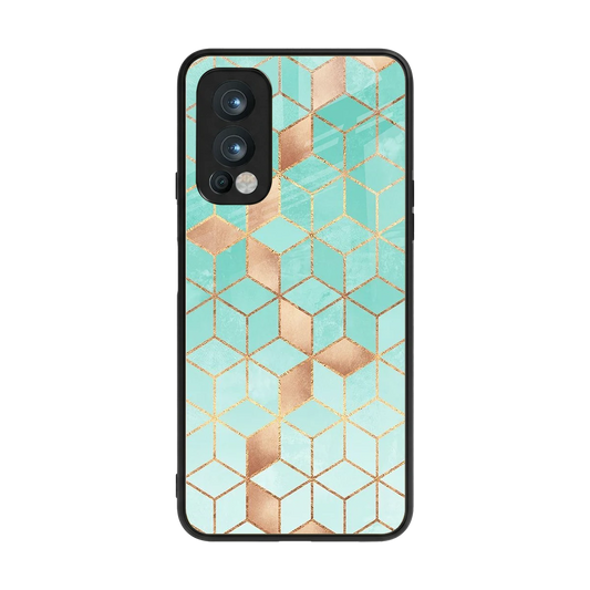 Aqua Mosaic back phone cover | glass case for oneplus nord 2
