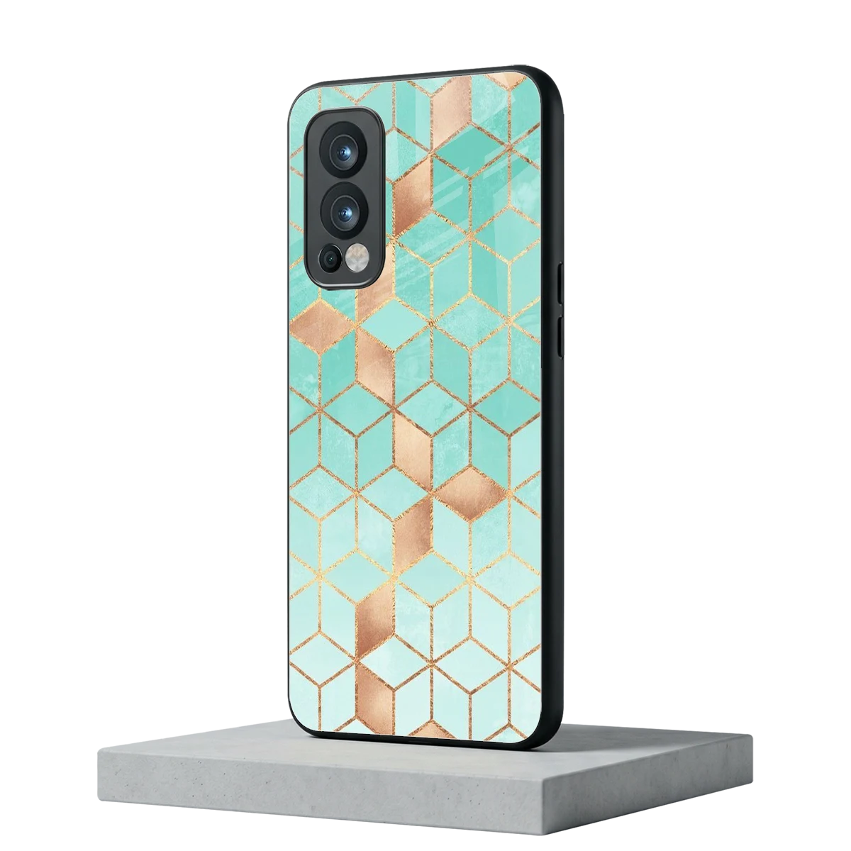 Aqua Mosaic oneplus nord 2 mobile cover | shockproof glass phone case