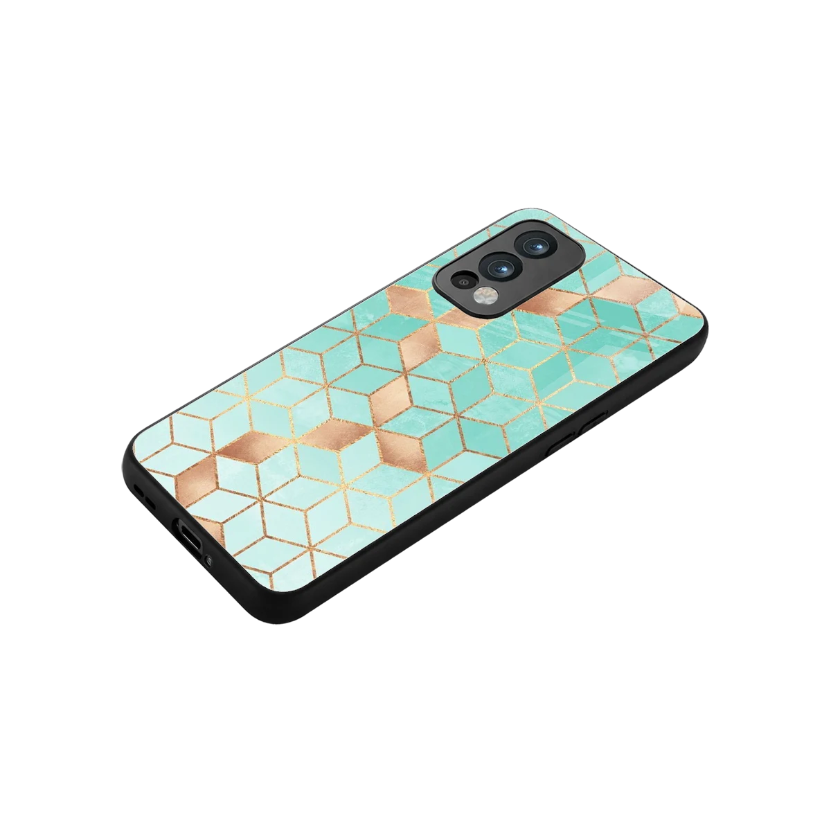 Aqua Mosaic stylish phone case for oneplus nord 2 | glossy glass and slim fit
