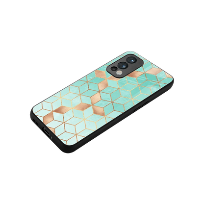 Aqua Mosaic stylish phone case for oneplus nord 2 | glossy glass and slim fit