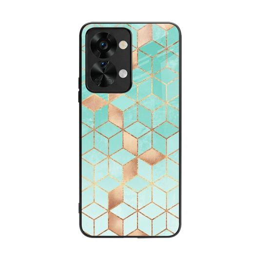 Aqua Mosaic back phone cover | glass case for oneplus nord 2t