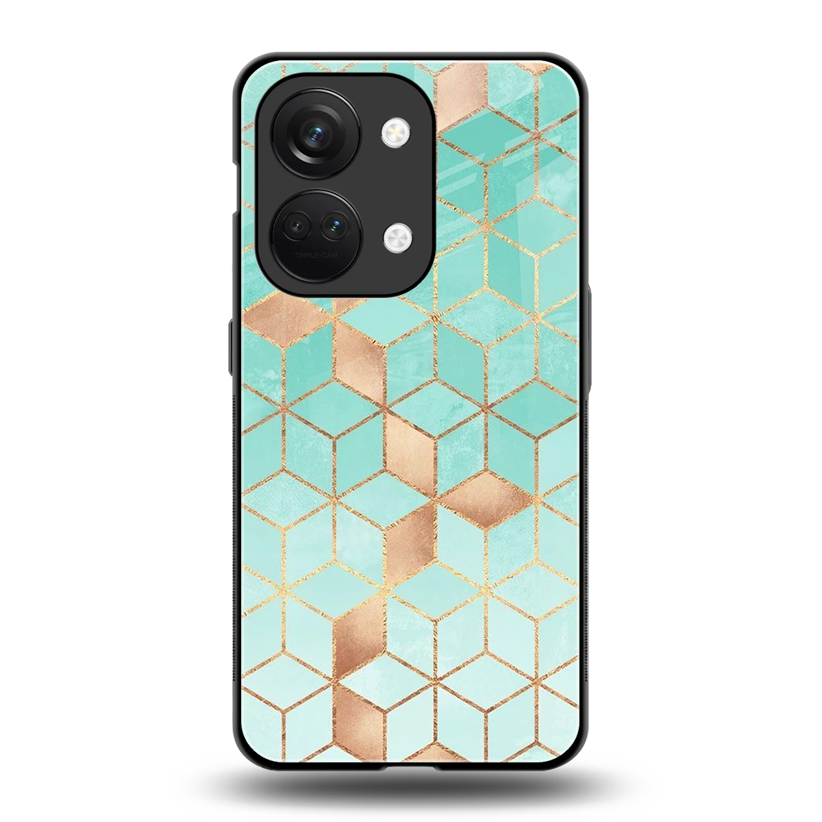 Aqua Mosaic back phone cover | glass case for oneplus nord 3
