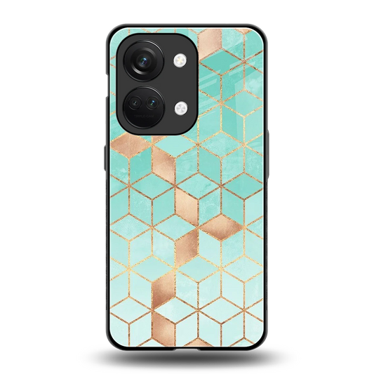 Aqua Mosaic back phone cover | glass case for oneplus nord 3