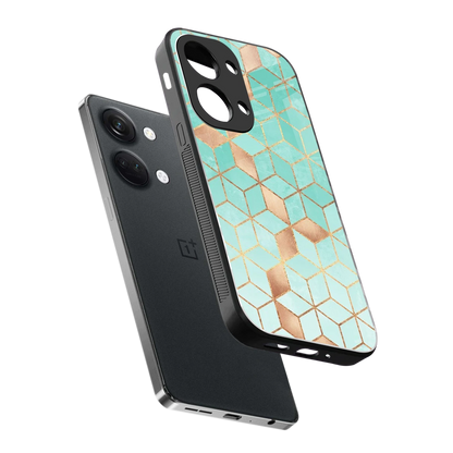 Aqua Mosaic sleek oneplus nord 3 cover with tempered glass back and TPU edges
