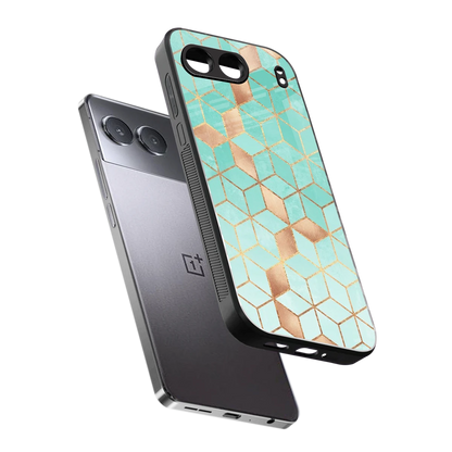 Aqua Mosaic sleek oneplus nord 4 cover with tempered glass back and TPU edges