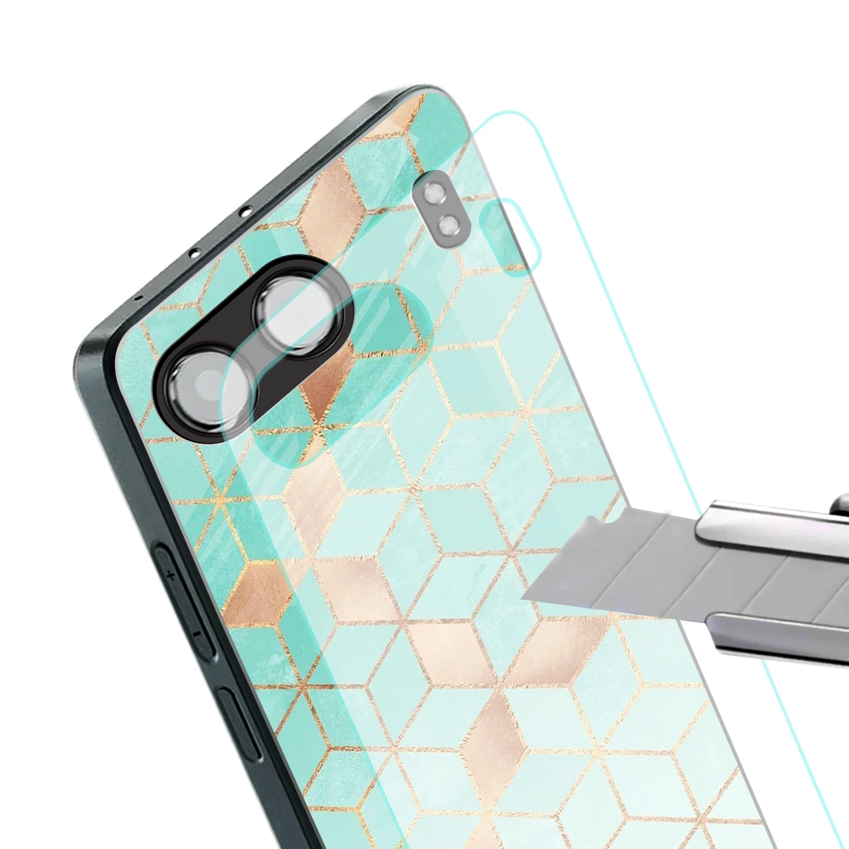 Aqua Mosaic stylish phone case for oneplus nord 4 | glossy glass and slim fit