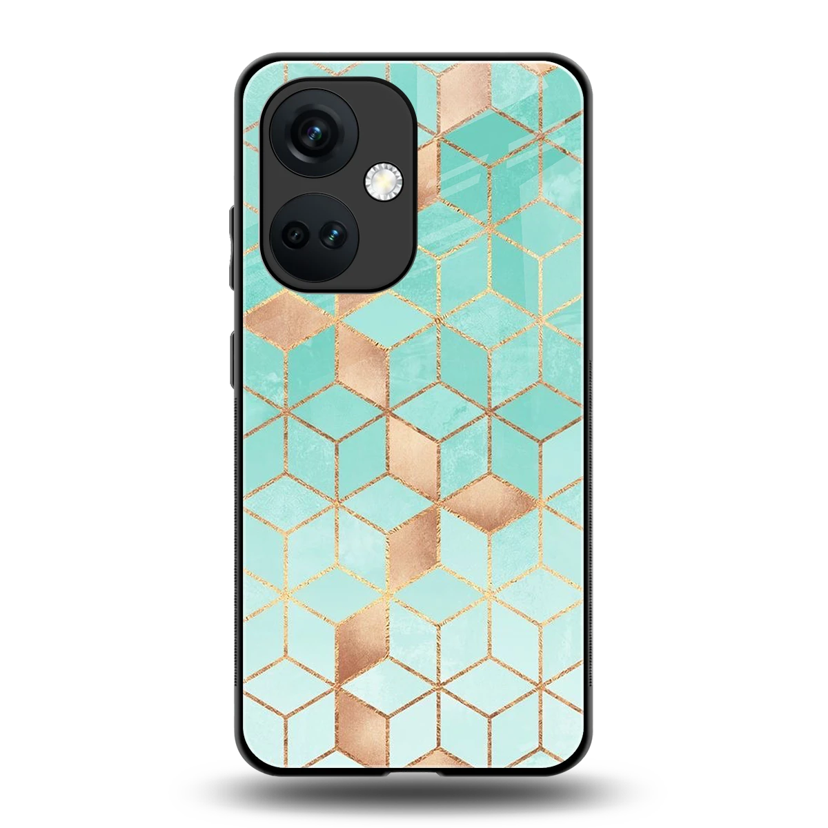 Aqua Mosaic back phone cover | glass case for oneplus nord ce 3