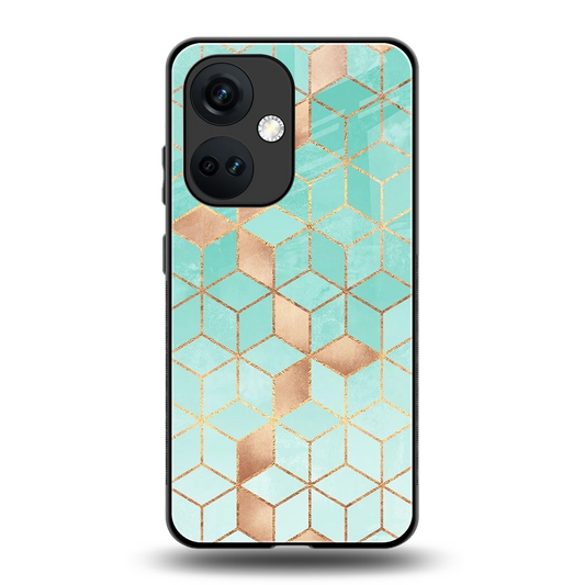 Aqua Mosaic back phone cover | glass case for oneplus nord ce 3
