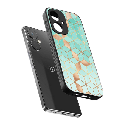 Aqua Mosaic sleek oneplus nord ce 3 cover with tempered glass back and TPU edges