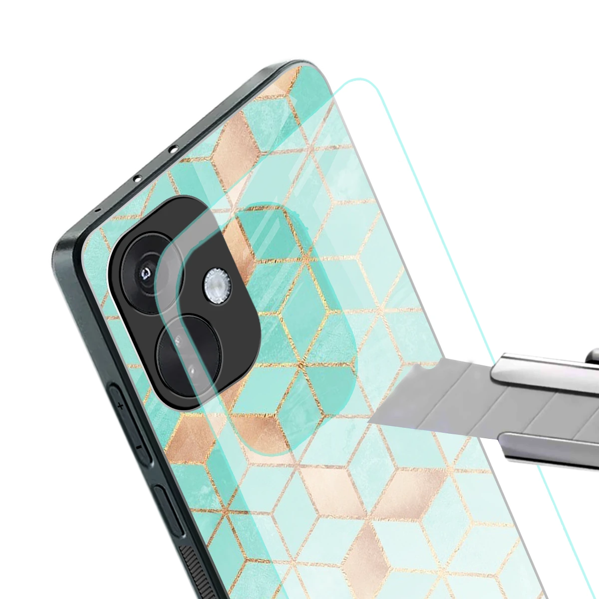 Aqua Mosaic stylish phone case for oneplus nord ce 3 | glossy glass and slim fit