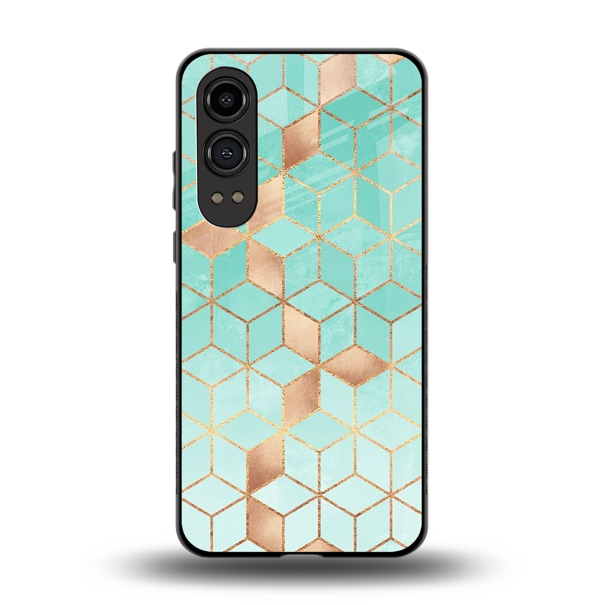 Aqua Mosaic back phone cover | glass case for oneplus nord ce 4 lite