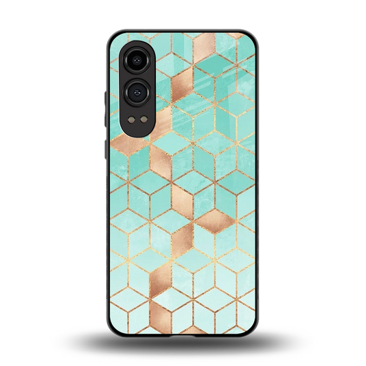 Aqua Mosaic back phone cover | glass case for oneplus nord ce 4 lite